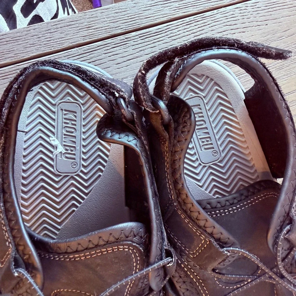 Khombu Travis‎ Mens Fisherman Sandals Black Brown Closed Toe Bungee Size 11M